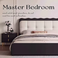 Modernes Einfaches Design Minimalistisches Echtes Leder Oberfläche Holzrahmen Metallbeine Weiches Doppelbett BTLB051 für Schlafzimmer oder Hotel