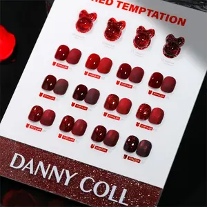 Danny Coll 12 Colors Christmas Nail Gel Red Color Glitter Shiny Soak Off Gel Nail Polish Set