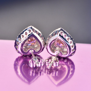 Marca Sevenajewelry SAE56059, Gioielli alla Moda all'Ingrosso, Orecchini a Cuore Rosa per Coppie, Ago in Argento S925, Zirconi Anallergici - Product Image 6