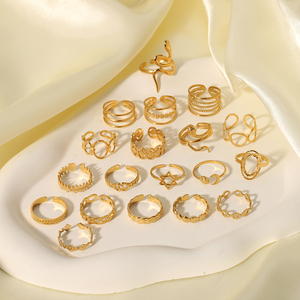 Anillos <span class=keywords><strong>de</strong></span> Dedo Geométricos Ajustables Abiertos <span class=keywords><strong>de</strong></span> Acero Inoxidable con <span class=keywords><strong>Baño</strong></span> <span class=keywords><strong>de</strong></span> <span class=keywords><strong>Oro</strong></span> <span class=keywords><strong>de</strong></span> 18K, Resistentes al Agua, Personalizados, Económicos y <span class=keywords><strong>de</strong></span> Bajo <span class=keywords><strong>Precio</strong></span> para Mujer - Product Image 3