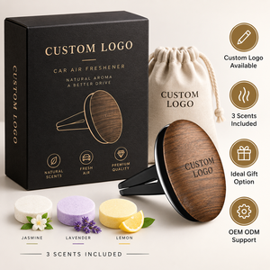 Diffuseurs <span class=keywords><strong>d</strong></span>'<span class=keywords><strong>air</strong></span> pour voitures de haute qualité avec logo personnalisé, dessus en bois, matériau métallique, clip magnétique, parfum longue durée, boîte cylindrique - Product Image 2