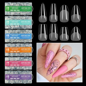 Boîte de 600 faux ongles en gel souple semi-mat à couverture complète, sans besoin de <span class=keywords><strong>lime</strong></span>, fins et sans couture, style européen et américain, vente en gros - Product Image 1
