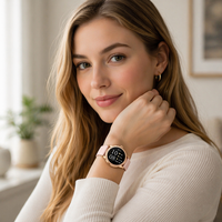 Luxuriöse Damen-Smartwatch Roségold BT-Anruf Elegantes Lederarmband Fabrik Individuelles Logo Private Label OEM ODM 7-Tage-Lieferung