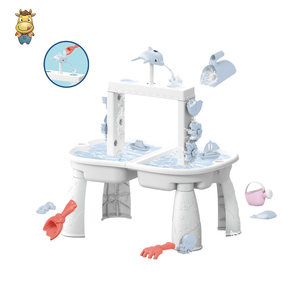 Table de jeu d'eau et de sable pour enfants avec pulvérisateur en forme de dauphin, pour extérieur et plage - Product Image 1