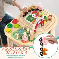 Table d'activités sensorielles pour bébé en bois massif ergonomique 8-en-1, table de jeu en pin au design moderne