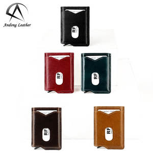 กระเป๋าหนัง Andong ป้องกัน RFID สำหรับผู้ชายและผู้หญิง กระเป๋าหนังแท้ลาย Crazy Horse กระเป๋าสตางค์หนังวัวแท้ สไตล์วินเทจ รุ่น 181 - Product Image 1