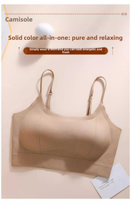 Sujetador deportivo fino para mujer, con realce, de punto, copa 3/4, sin aros, con tirantes ajustables, acolchado, para busto grande, liso, para uso exterior - Product Image 2