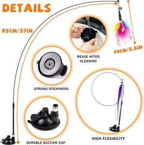 Juguete Interactivo para Gatos con Súper Ventosa, Varita para Gatos, Recambios de Cuerda para Juguete Teaser, Accesorios de Juguete de Plumas para Gatos - Product Image 2