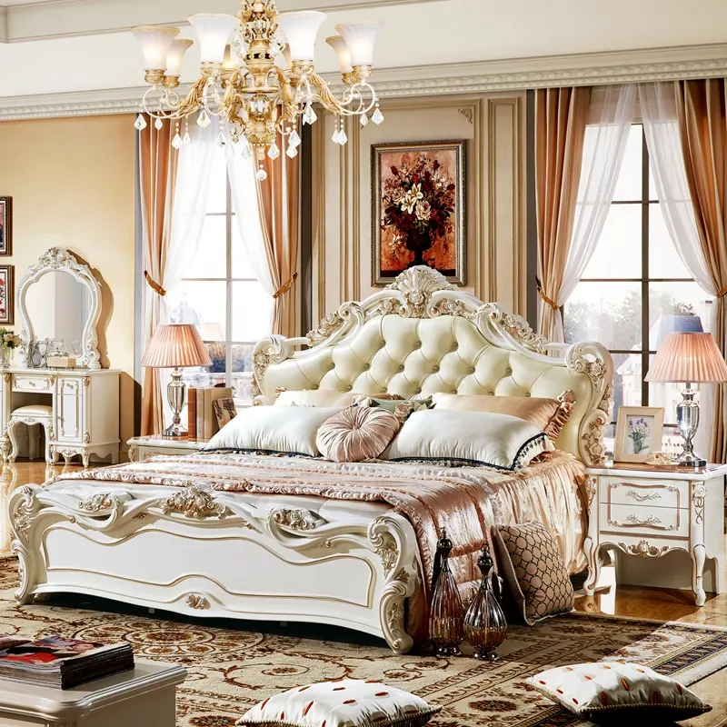 Lüks tasarım antika kraliyet yatak odası mobilyası kamera da letto yatak odası mobilyası avrupa kraliyet kraliçe yatak odası takımı setleri