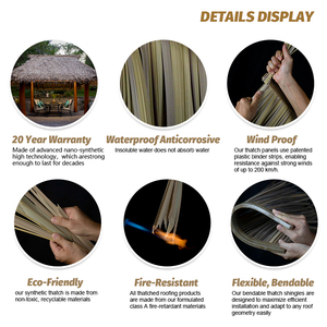 Laxree <span class=keywords><strong>toiture</strong></span> abordable feuilles Clip buissons vie pas cher le toit Roseaux Natur Coco machines <span class=keywords><strong>Imitation</strong></span> chaume Durable - Product Image 4