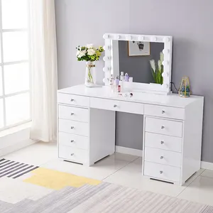 Sıcak satış beyaz köşe tuvalet masası makyaj masası makyaj masası dışkı ve ayna ile yatak odası mobilyası escritorio bürosu mesa