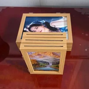 Cadre <span class=keywords><strong>photo</strong></span> vertical pliable en MDF écologique avec <span class=keywords><strong>impression</strong></span> UV pour photos 5x7, <span class=keywords><strong>verre</strong></span> <span class=keywords><strong>acrylique</strong></span> haute définition, triple couleur bois - Product Image 2