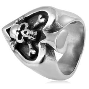 yunnique Men's <b>Titanium</b> Steel <b>Ring</b> Skull Skeleton Design Geometric Shape Gift Jewelry - Product Image 1