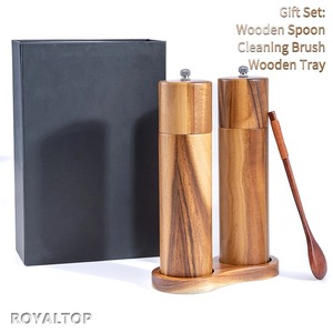 Cuisine moderne Grand <span class=keywords><strong>moulin</strong></span> manuel en bois d'acacia <span class=keywords><strong>Moulin</strong></span> à sel et à <span class=keywords><strong>poivre</strong></span> 8 pouces avec céramique réglable - Product Image 5