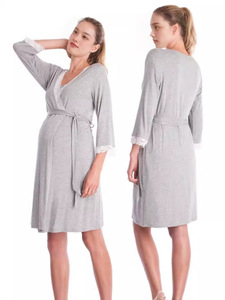 King Mcgreen Star accappatoio premaman <span class=keywords><strong>camicia</strong></span> <span class=keywords><strong>da</strong></span> <span class=keywords><strong>notte</strong></span> post parto casa di cura pigiama <span class=keywords><strong>da</strong></span> alimentazione per gravidanza con cintura - Product Image 3