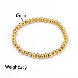 Bracelets plaqués or 2026 pour femmes, bijoux faits main, perles dorées, bracelet élastique uni, bracelet de voyage, vente en gros - Product Image 2