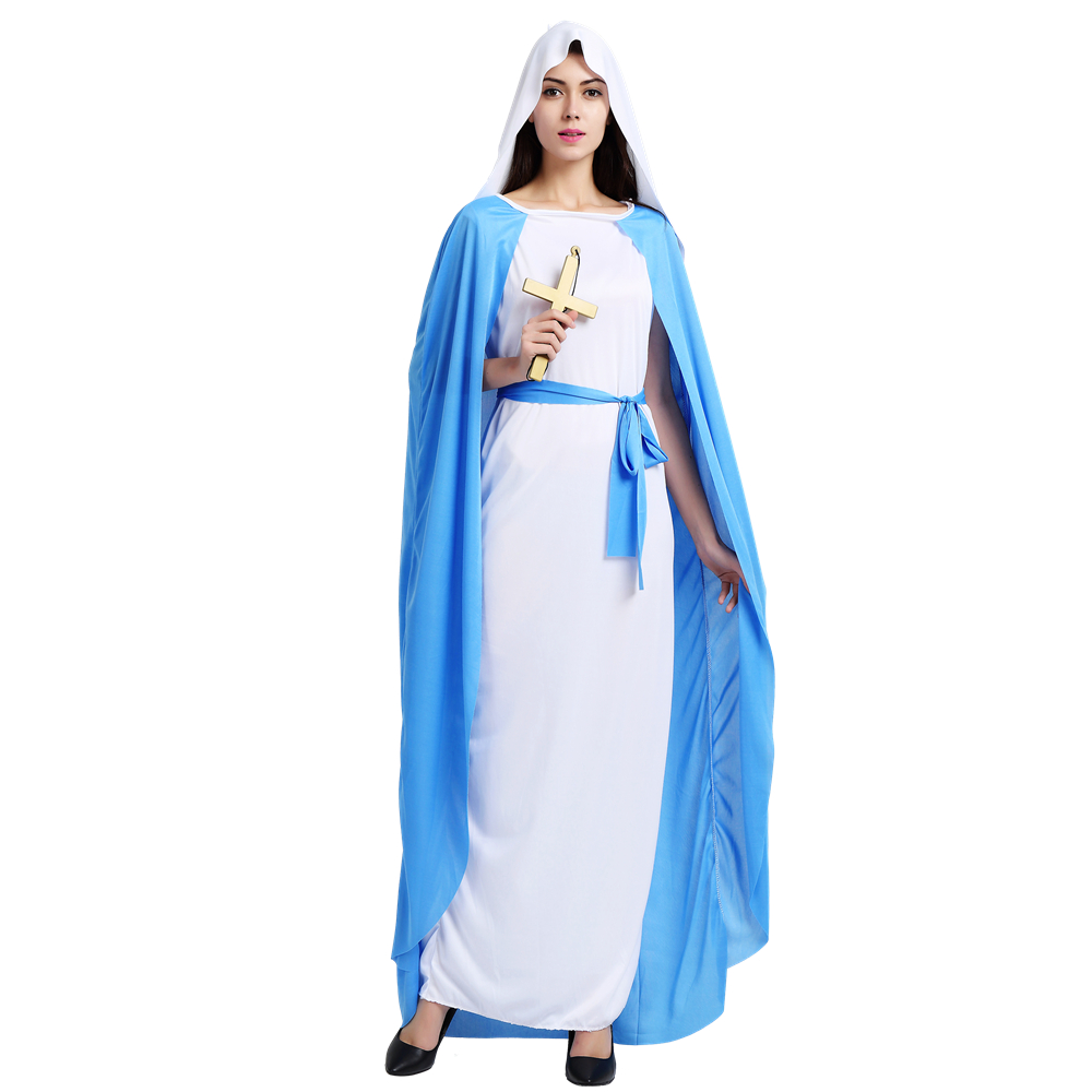 blue nun dress Denim Blue Gothic Nun Lolita Long Sleeves Dress 100cm/115cm/130cm