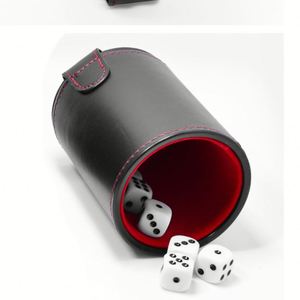 Plateau de rangement pour jeux de société en cuir PU, doublé de feutre, pliable, portable, pour salon, avec 6 dés à points - Product Image 1