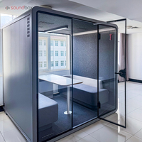 Soundbox Bureau de travail privé Pod Mobile Silence Cabine insonorisée Deux canapés Bureau Cabine de réunion avec bureau d'ordinateur