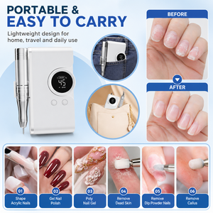 Portable Electric <b>Nail</b> Grinder LED Display Manicure Pedicure Electric <b>Nail</b> Drill with 5 Drill Bits for Salon and Home Use - Product Image 6