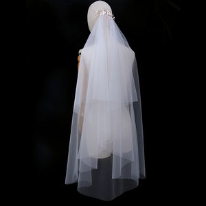 Vente en gros de voiles de <span class=keywords><strong>mariage</strong></span> élégants et brillants, accessoires de tulle de mariée blanc, voiles de mariée à quatre couches avec peigne - Product Image 6
