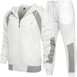 Survêtements techniques personnalisés unisexes d'hiver à capuche en polyester imprimés par sublimation, ensemble 2 pièces avec veste zippée pour équipes sportives, qualité jogging - Product Image 1