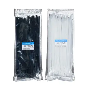 Nylon 66 Cable Zip Ties 200mm 250mm 300mm 350mm 380mm 400mm White\/Black wire Cable storage trap Zip Cable Tie