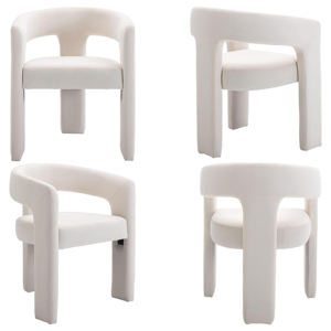 Bán Buôn Bắc Âu Hiện Đại Thùng Bọc Nhung Bên Giọng Ghế Ăn Với Tay vịn Mở Lại 3 Chân - Product Image 2