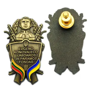 Insignia de aleación de zinc 3D para cámara, chapa de metal antigua y bronce, esmalte duro, insignia de solapa para cámara con tachuelas de corbata, venta al por mayor