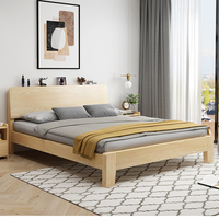 Meubles de chambre à coucher de style japonais en gros couleur bois solide cadre de lit Queen Size en bois massif