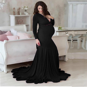 Robes de maternité sexy pour séance photo, longues robes de grossesse pour baby shower, jolies robes à volants pour femmes enceintes, accessoires photo - Product Image 6