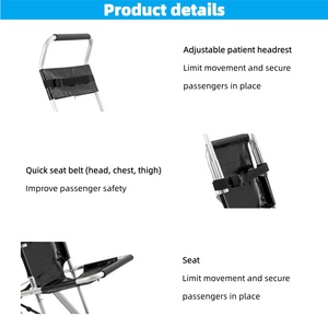Chaise d'évacuation pliable pour escaliers en alliage d'aluminium haute résistance, civière d'escalier à opérateur unique pour le sauvetage - Product Image 3