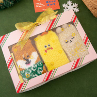 Automne et hiver chaud corail velours sommeil chaussettes nouvel an noël chaussettes boîte-cadeau unisexe chaussettes