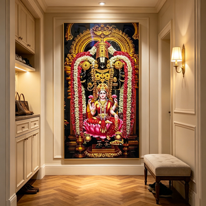 Wholesale Custom <b>Framed</b> Wall Art Lord Venkateswara Lakshmi Hindu Goddess Print Puja LED Crystal Porcelain <b>painting</b> Home Decor - Product Image 4