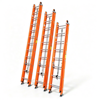 Échelle d'extension en PRV isolée antidérapante de qualité industrielle, 2 sections, 24 pieds, 150 kg, EN 131, tension 35KV, pour supermarché et escalier