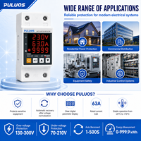 Relais de protection intelligent contre les surtensions et les surintensités Puluos KES1-63P 63A, dispositif de protection de puissance réglable pour usage domestique et commercial