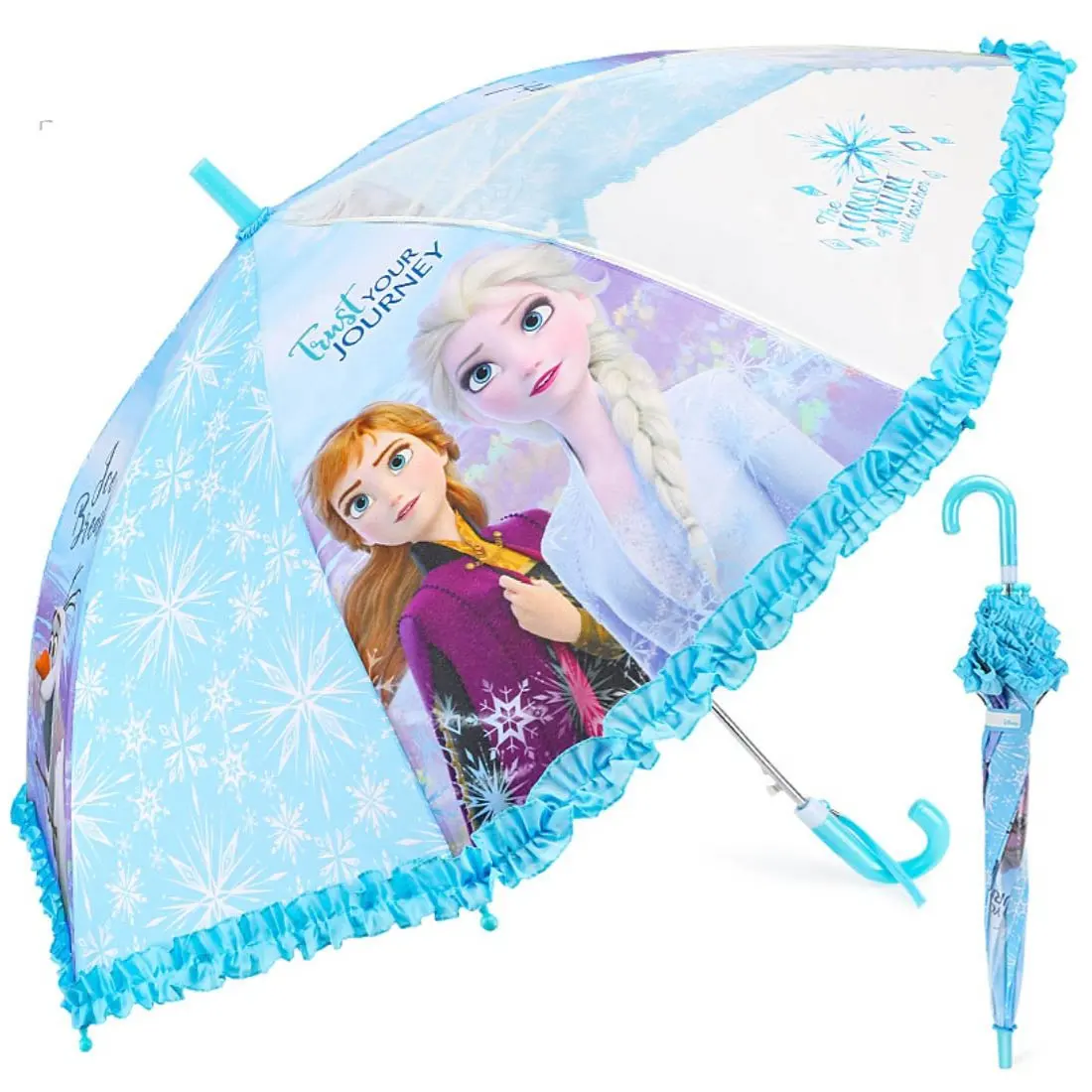 19 Zoll Elsa Charaktere Kid Cartoon Princess Print Klar Transparent Sichtfenster Gerade Kinder Kinder Regenschirm Für Kinder
