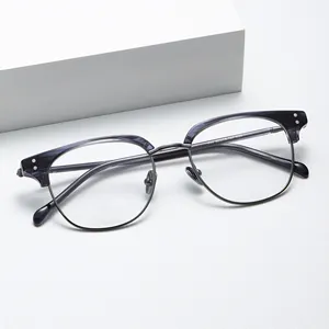 Benyi Men Top Brand Designer Titanium Eyeglasses High Quality Eyewear Half Frame Glasses Custom Logo