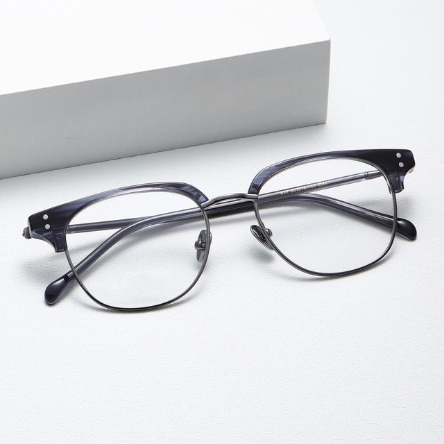 Benyi Men Top Brand Designer Titanium Eyeglasses High Quality Eyewear Half Frame Glasses Custom Logo