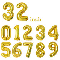 Ensemble de ballons en feuille d'or 3D de 32 pouces, chiffres pour fête d'anniversaire, grands chiffres métalliques décoratifs, ballons décoratifs