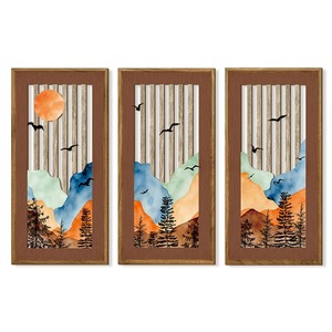 Natural Landscape Mountain <b>Wall</b> Art Wooden <b>Frame</b> Bohemian Home Decor Hanging Plaque - Product Image 5
