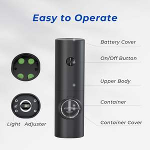 Juego de Molinillos de Sal y Pimienta, Botella para Especias, Molinillo Eléctrico Negro para Pimienta - Product Image 3