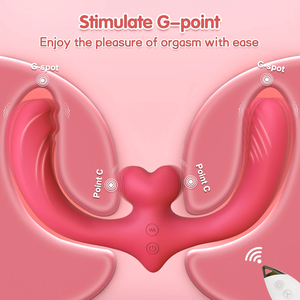 Vibromasseur télécommandé à <span class=keywords><strong>triple</strong></span> <span class=keywords><strong>action</strong></span> pour couple Point <span class=keywords><strong>G</strong></span> Gode à bretelles à double extrémité Vibromasseur pour femmes couples lesbiens - Product Image 3