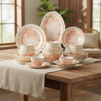 Chinesisches Vintage Blumenmuster Keramik-Tassen- und Geschirrset Servierteller für Desserts und Abendessen für Hochzeiten und Events