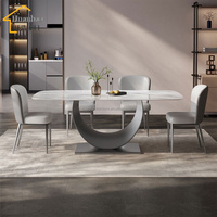 Ensemble de table à manger moderne de luxe Foshan, table rectangulaire en marbre naturel pour 4 à 6 personnes, pour la maison ou l'hôtel, OEM ODM