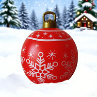 Boule de Noël gonflable en PVC moderne de 23,6 pouces, imperméable, écologique, imprimé flocon de neige, décorations de Noël pour l'extérieur et la maison