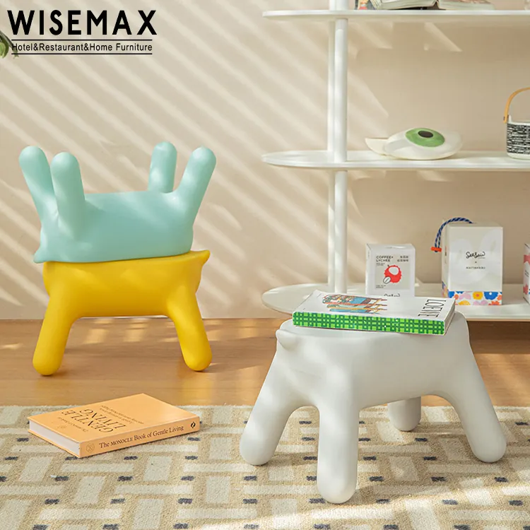 WISEMAX फर्नीचर थोक उच्च गुणवत्ता पर्यावरण प्लास्टिक की कुर्सियों बच्चे कमरे में रहने वाले के लिए प्यारा रंगीन प्लास्टिक मल