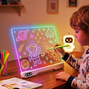 Set <span class=keywords><strong>di</strong></span> Giocattoli Educativi per Bambini, Lavagna LED per Disegno, Tavoletta Acrilica Cancellabile a Secco per Casa, Scuola, Ufficio, <span class=keywords><strong>Arte</strong></span> da Scrivania - Product Image 1