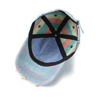 Gorra de béisbol de mezclilla lavada, estilo vintage, color arcoíris, ajustable, para hombre, estilo urbano, diseño hueco, gorra para parejas