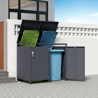 Armoire de rangement pour poubelle à roulettes avec cadre renforcé en métal, robuste, verrouillable, pour l'extérieur, pour les poubelles de recyclage